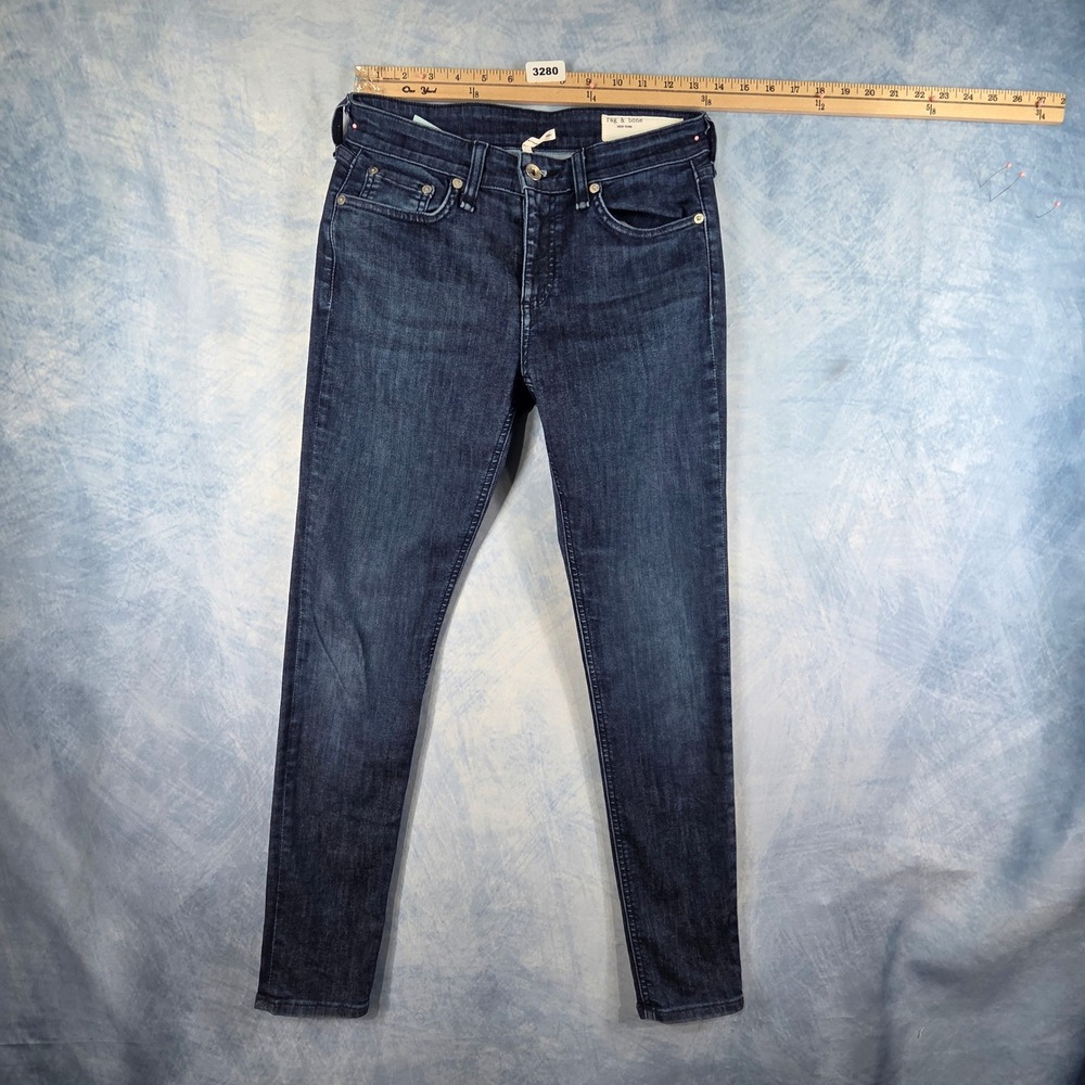 Rag & Bone Cate Mid-Rise Ankle Skinny Jeans Dark Wash Indigo 25 W265K12APP